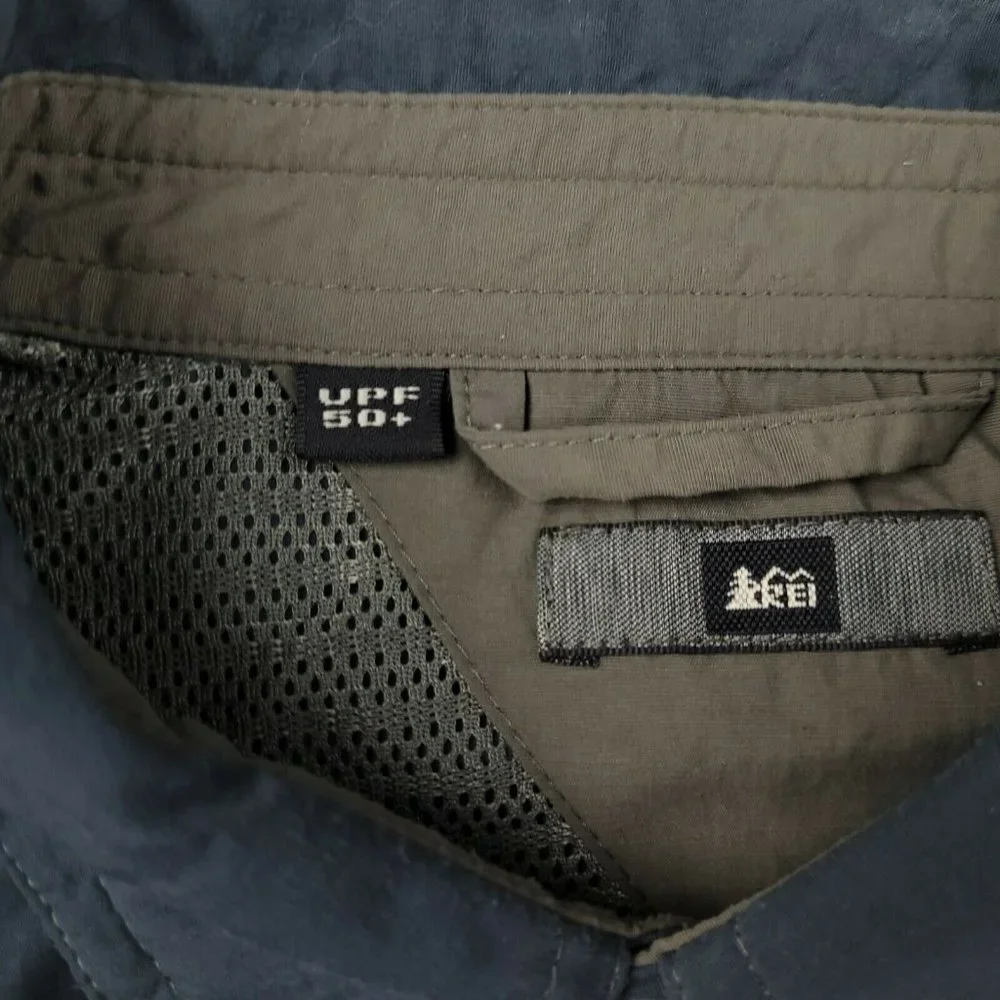 REI UPF 50+ Gray Check Coolplus Long Sleeve Hiking Fishing Outdoor Shirt - Picture 7 of 11